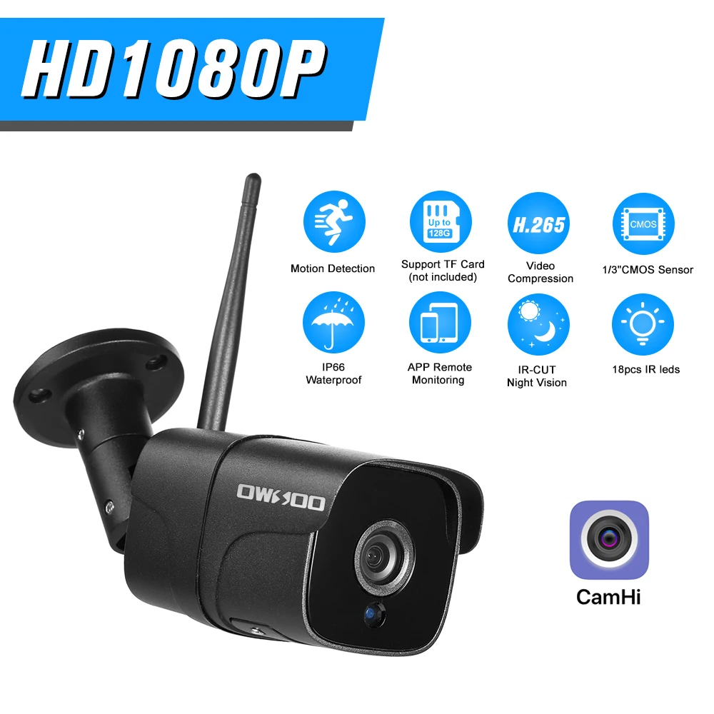 WIFI Security Camera 1080P Wireless Support P2P ONVIF Home Security IP Camera IP66 Waterproof IR Night Vision Motion Detection
WIFI Security Camera 1080P Wireless Support P2P ONVIF Home Security IP Camera IP66 Waterproof IR Night Vision Motion Detection