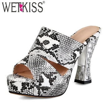WETKISS Snake Skin High Heels Slippers Women Snake Print Slides Shoes Female Mules Platform Shoes Woman Summer 2019 Footwear
WETKISS Snake Skin High Heels Slippers Women Snake Print Slides Shoes Female Mules Platform Shoes Woman Summer 2019 Footwear