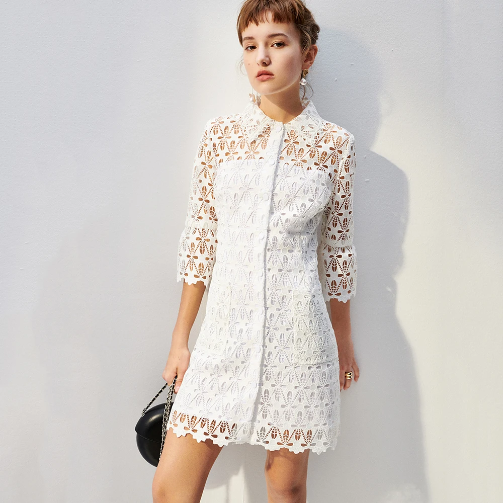 KENVY Brand fashion women's high-end luxury spring elegant slim openwork Lace Dress
KENVY Brand fashion women's high-end luxury spring elegant slim openwork Lace Dress