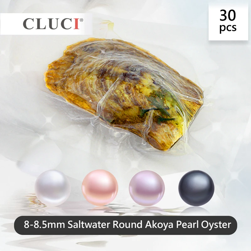 CLUCI 30pcs 8-8.5mm Akoya Pearls in Oysters Round Single Packaged Genuine Pearl Beads Quality Oyster WP348SB | Украшения и
