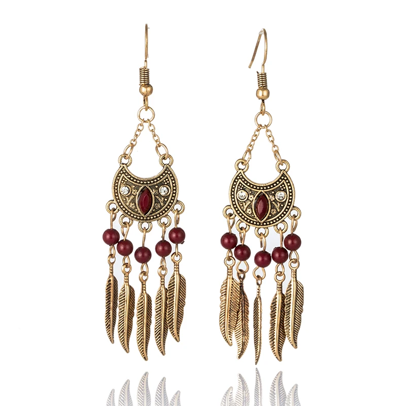 Vintage Women's earrings Bohemia Crescent Moon bead leaf long tasse earrings for women Classic Dream Catcher Long Drop Earring
Vintage Women's earrings Bohemia Crescent Moon bead leaf long tasse earrings for women Classic Dream Catcher Long Drop Earring