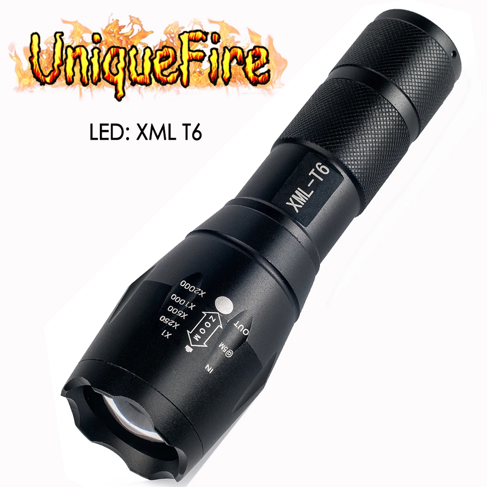 

UniqueFire 6000LM Powerful Flashlight 5 Modes Zoomable Waterproof XM-L T6 Led Flashlight Torch,Convex Len Lamp By 18650/AAA