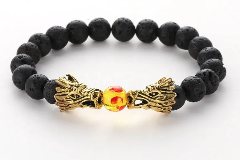 8mm gp45g Bangles black stone volcanic lava bead double Dragon Buddha Prayer Yoga Bracelet women men nature stone Party Jewelry
8mm gp45g Bangles black stone volcanic lava bead double Dragon Buddha Prayer Yoga Bracelet women men nature stone Party Jewelry