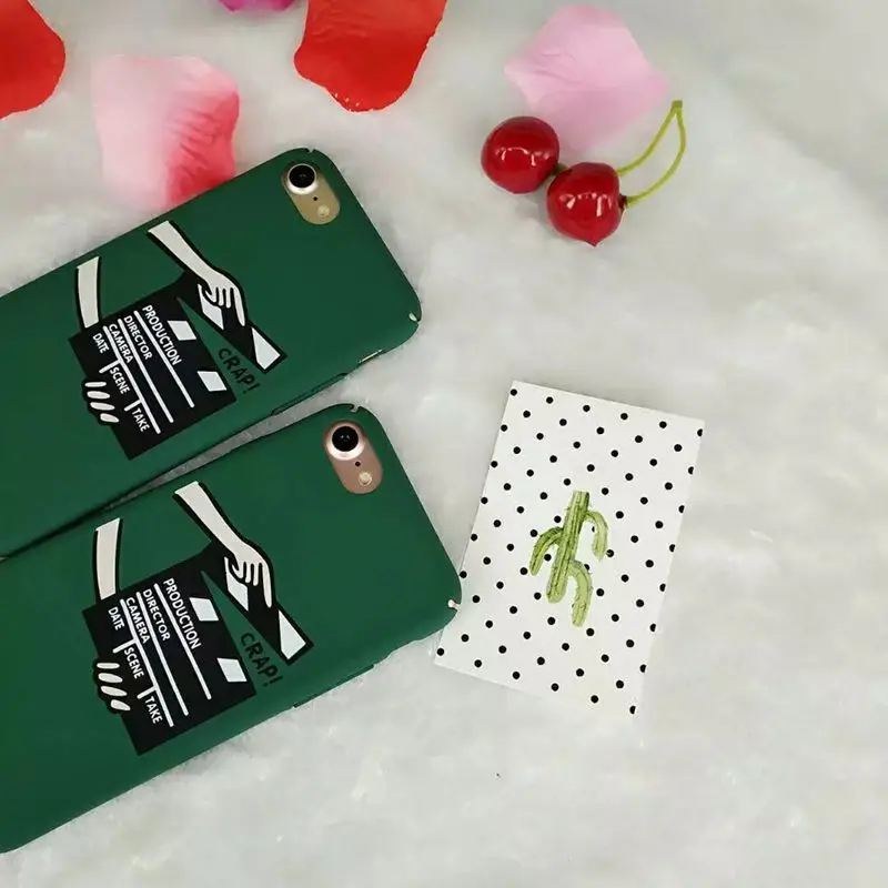 Matte Phone Case For iPhone 6 6S Hard PC Green Fashion ins Cover 7 8 Plus Coque 5 5S SE Accessories | Мобильные телефоны и