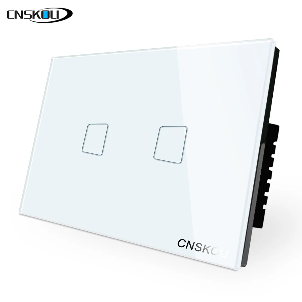 Cnskou US Standard 2 Gang 1 Way light Switch Wall Touch Switch Luxury White Black Gold/Grey Crystal Glass Panel, AC 110-220V
Cnskou US Standard 2 Gang 1 Way light Switch Wall Touch Switch Luxury White Black Gold/Grey Crystal Glass Panel, AC 110-220V