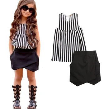NEW Hot-selling 2pcs Baby Kids Girls Summer Clothes Sleeveless Striped Tops Blouse+Asymmetric Shorts Outfits Clothing Set 2~7T
NEW Hot-selling 2pcs Baby Kids Girls Summer Clothes Sleeveless Striped Tops Blouse+Asymmetric Shorts Outfits Clothing Set 2~7T