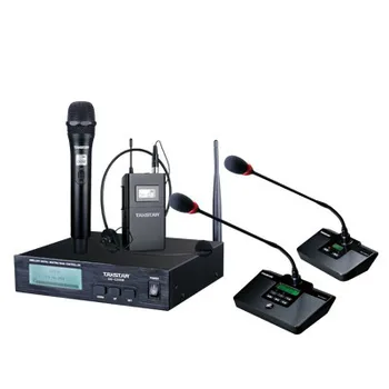 Takstar DG-C200 2.4G Digital Wireless Table conference microphone system consists of host unit, chairman unit and delegate units
Takstar DG-C200 2.4G Digital Wireless Table conference microphone system consists of host unit, chairman unit and delegate units