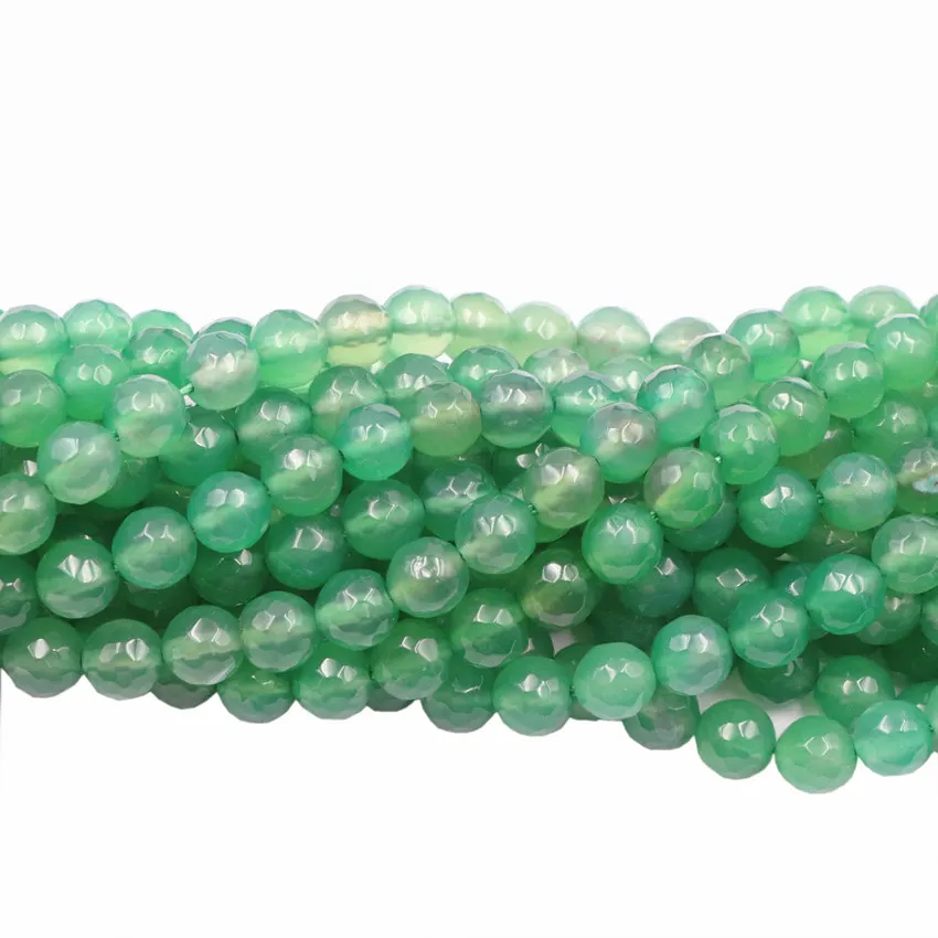 Natural Agat Stone Faceted Round Loose Beads Jewelry Making DIY Bracelet Necklace 6 8 10 12mm Onyx Green Accessories 15inch A02 | Украшения