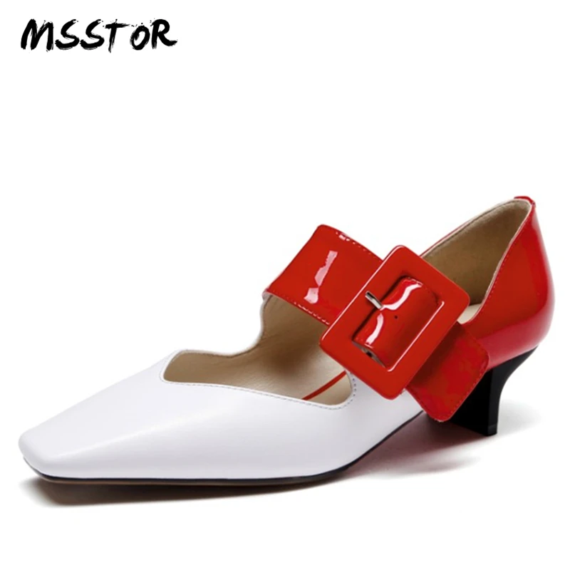 MSSTOR Buckle Strap Red Women Heels Fashion Strange Style Concise Strange Style Women Pumps Square Toe Woman Shoes 2018 Spring
MSSTOR Buckle Strap Red Women Heels Fashion Strange Style Concise Strange Style Women Pumps Square Toe Woman Shoes 2018 Spring