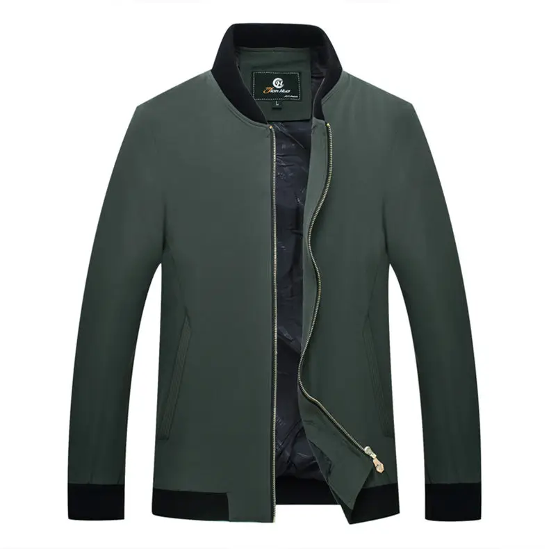 Drop Shipping Autumn Mens Jacket Spring Male jackets Coat Men Stand Collar Father Jacket Outerwear MuLs Brand Blue Black Green 09