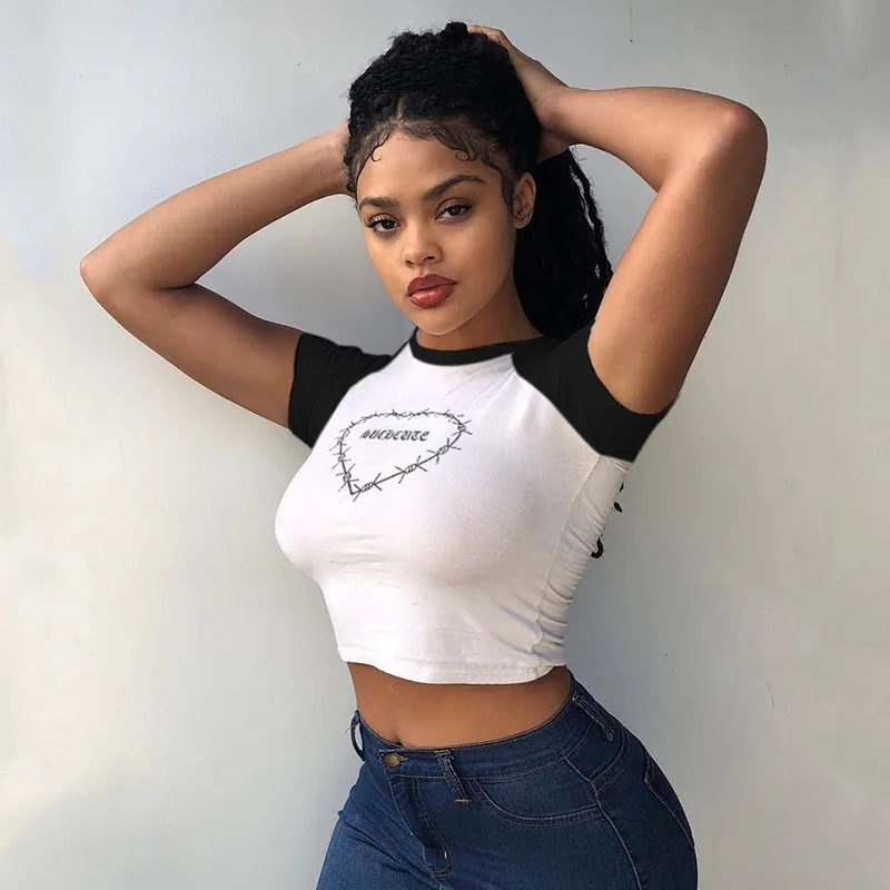 Cotton harajuku white female t-shirt letter print 2019 summer crop top ringer tee korean clothes casual t shirt short
Cotton harajuku white female t-shirt letter print 2019 summer crop top ringer tee korean clothes casual t shirt short