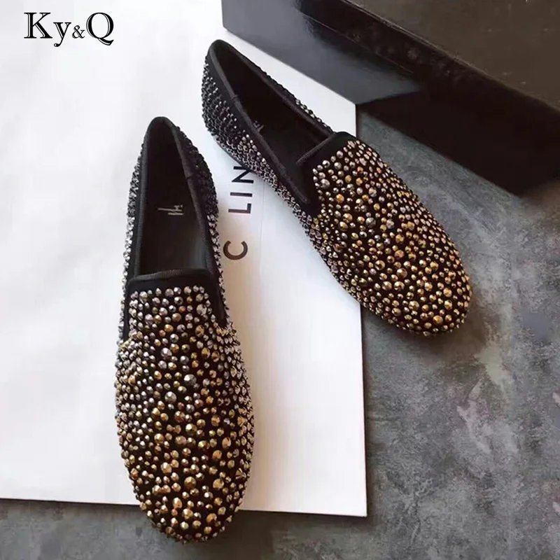 NEW Women Loafers Shoes Round Toe Bling Sequins Gold Silver Rhinestone Wedding Shoes Slip On Rivets Genuine Leather Shoes 35-40
NEW Women Loafers Shoes Round Toe Bling Sequins Gold Silver Rhinestone Wedding Shoes Slip On Rivets Genuine Leather Shoes 35-40