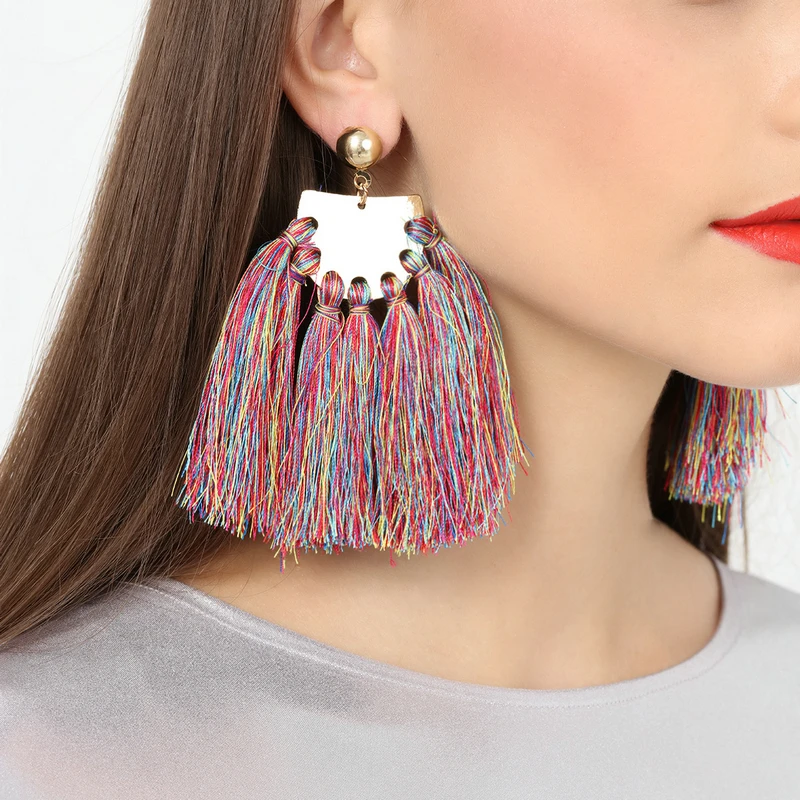 Exaggerate Big Tassel Earrings Colorful Bohemian Tassel Earrings for Women Vintage Ethnic Jewelry Earrings New Fashion Dress
Exaggerate Big Tassel Earrings Colorful Bohemian Tassel Earrings for Women Vintage Ethnic Jewelry Earrings New Fashion Dress