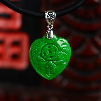 Real Pure Sterling Silver 925 Green Jade Pendant For Women Heart Shape Coin Engraved Lucky Pendant Pedras Naturais
Real Pure Sterling Silver 925 Green Jade Pendant For Women Heart Shape Coin Engraved Lucky Pendant Pedras Naturais