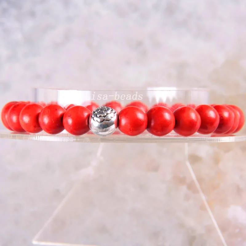 Free Shipping Handemade For Women Silver 8MM Natural Stone Round Beads Stretch Red Howlite Bracelet 7.5" 1Pcs H1670
Free Shipping Handemade For Women Silver 8MM Natural Stone Round Beads Stretch Red Howlite Bracelet 7.5" 1Pcs H1670