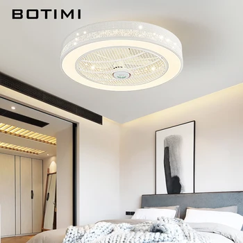 BOTIMI Modern LED Ceiling Fans With Lights For Living Room 220V Cooling Ventilador Round Ceiling Fan Lamp With Remote Control
BOTIMI Modern LED Ceiling Fans With Lights For Living Room 220V Cooling Ventilador Round Ceiling Fan Lamp With Remote Control