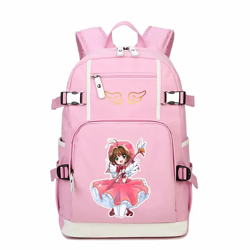 アニメカードキャプターピンクかわいいバックパックmochila Femininaさくらかわいい女性のショルダーバッグキャンバススクールバッグリュック サックランドセル バッグリュックサック Mochila Femininaキャンバススクールバッグ Gooum