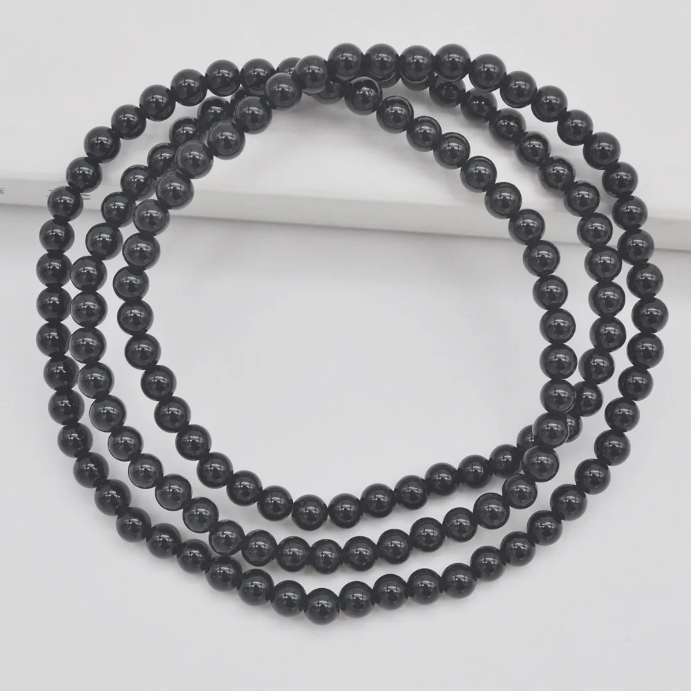 

Браслет с бусинами из черного агата, 4 мм, браслет, ожерелье, стрейчевое ювелирное изделие для женщин, подарок, G745