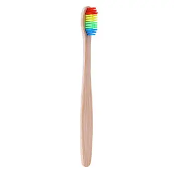 1pc Colorful Head Bamboo Toothbrush Environment Wooden Rainbow Bamboo Toothbrush Oral Care Soft Bristle Tooth brush