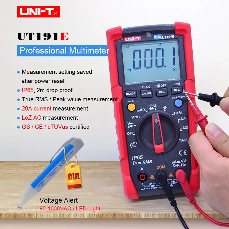 Professional digital multimeter UNI-T UT191E DC AC Voltage current ohm Meter, Diode/Continunity test IP65 waterproof ACV LPF
Professional digital multimeter UNI-T UT191E DC AC Voltage current ohm Meter, Diode/Continunity test IP65 waterproof ACV LPF