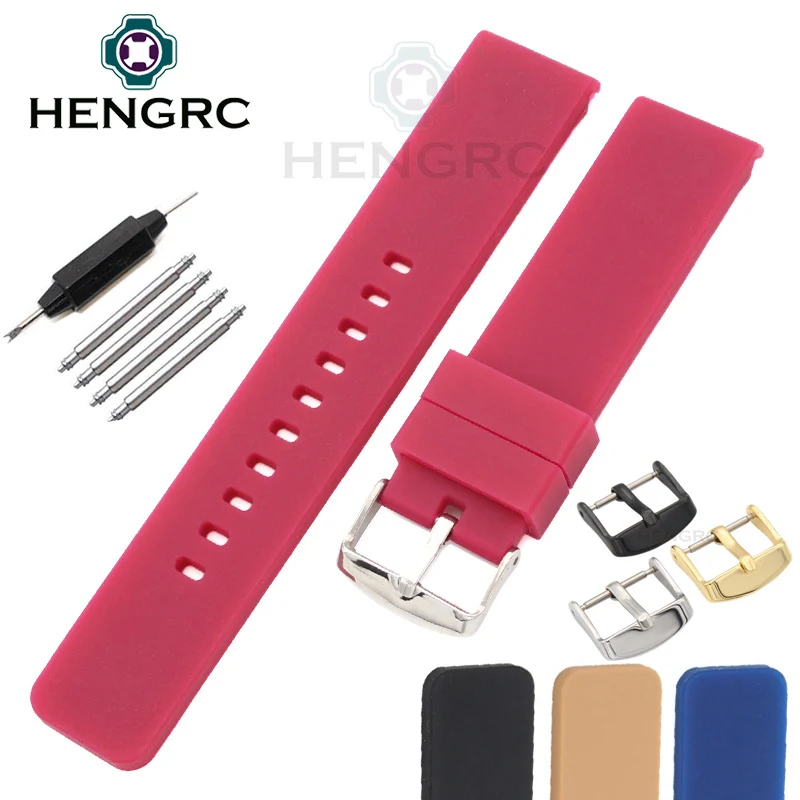 Hot Sale Silicone Rubber Watchbands 20mm Women Men 4 Colors Universal Diving Waterproof Watch Band Strap Bracelet Accessories | Наручные