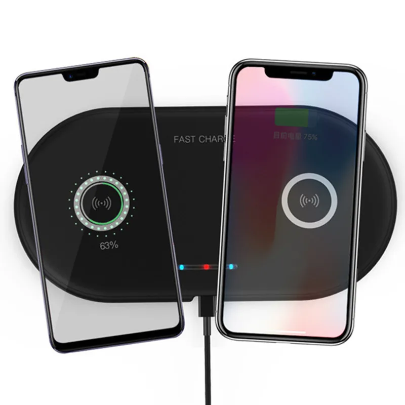 Быстрое беспроводное зарядное устройство Qi для iphone 8 Plus X XS Max XR 2 в 1 двойная