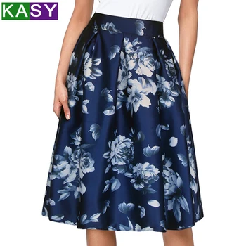 Vintage Floral Print High Waist Women Summer Work Skirt 2020 Side Zips Padded Knee Length OL Skirt Casual Retro Elastic Skirts
Vintage Floral Print High Waist Women Summer Work Skirt 2020 Side Zips Padded Knee Length OL Skirt Casual Retro Elastic Skirts