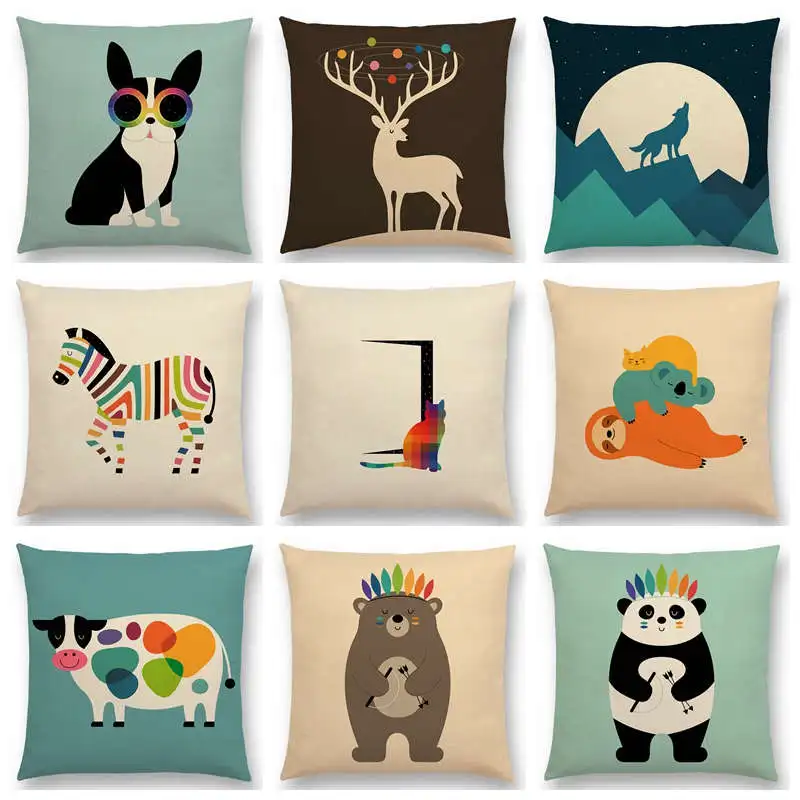 Hot Sale Cute Cartoon Fun Animals Deer Wolf Zebra Bear Panda Sheep Pug Chameleon Sheep Colourful Love Cushion Sofa Throw Pillow 
Hot Sale Cute Cartoon Fun Animals Deer Wolf Zebra Bear Panda Sheep Pug Chameleon Sheep Colourful Love Cushion Sofa Throw Pillow
