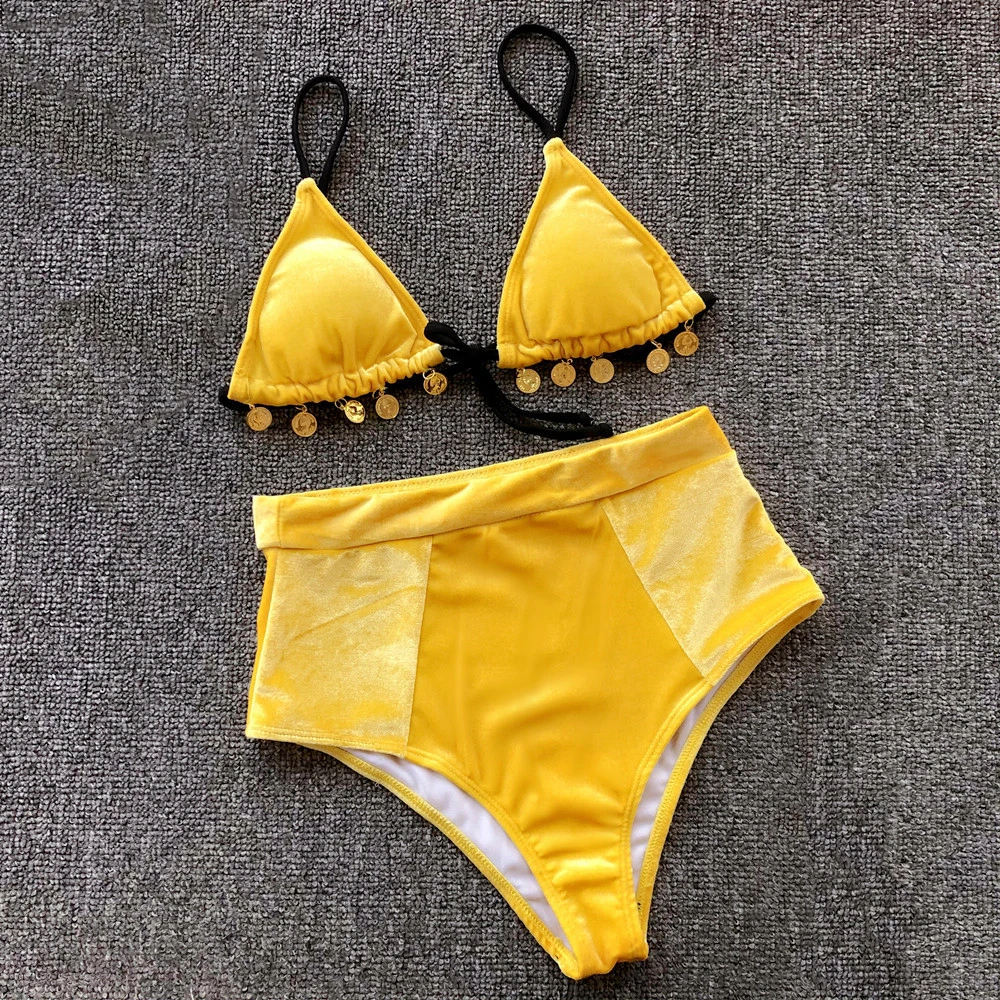 Velvet Swimsuit High Waist Swimwear Solid Bikini Set Halter Bandage Bathing Suit Women Sexy Push Up Bikini 2019 Swimming Suits
Velvet Swimsuit High Waist Swimwear Solid Bikini Set Halter Bandage Bathing Suit Women Sexy Push Up Bikini 2019 Swimming Suits