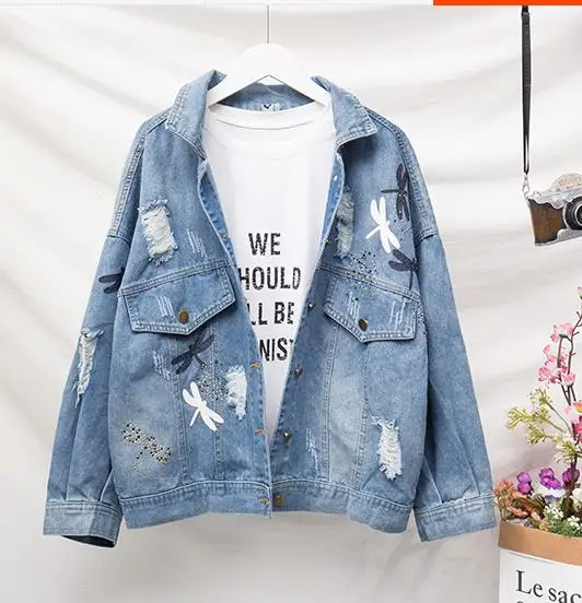 XL-5XL Women Denim Jacket Plus Size Coats Large Size Outwear Jeans Tops Cowboy Long Sleeve Hole Sequined Basic Jacket
XL-5XL Women Denim Jacket Plus Size Coats Large Size Outwear Jeans Tops Cowboy Long Sleeve Hole Sequined Basic Jacket