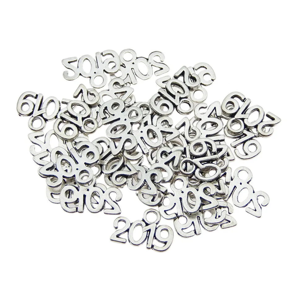 100pcs Antique Silver 2019 Charms 13*9mm Tibetan Silver Plated Pendants Antique Jewelry Making DIY Handmade Craft
100pcs Antique Silver 2019 Charms 13*9mm Tibetan Silver Plated Pendants Antique Jewelry Making DIY Handmade Craft