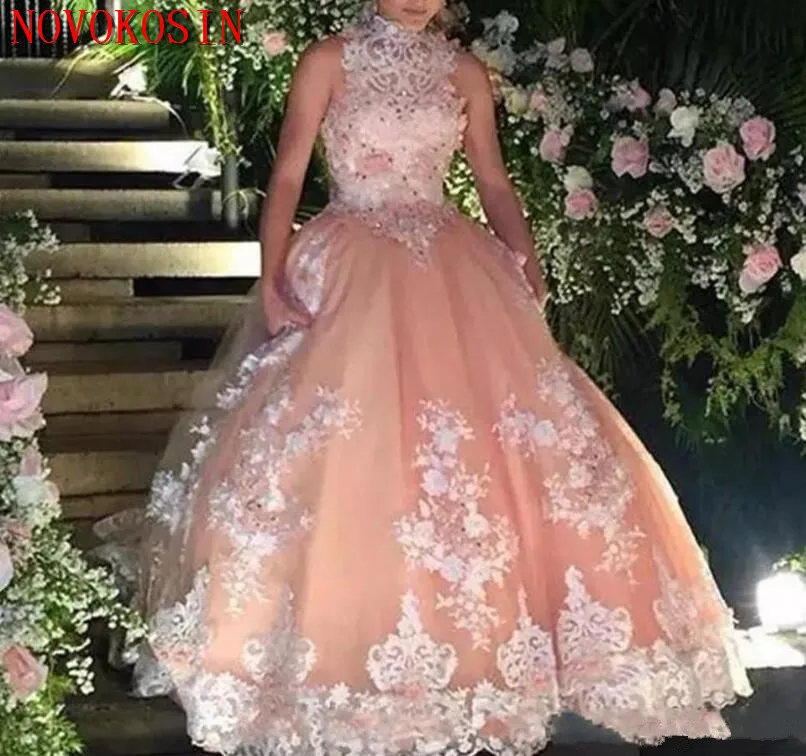 2019 Latest Ball Gown Appliques Beaded Prom Dresses For Birthday Party Dresses High Neck Quinceanera Dresses
2019 Latest Ball Gown Appliques Beaded Prom Dresses For Birthday Party Dresses High Neck Quinceanera Dresses