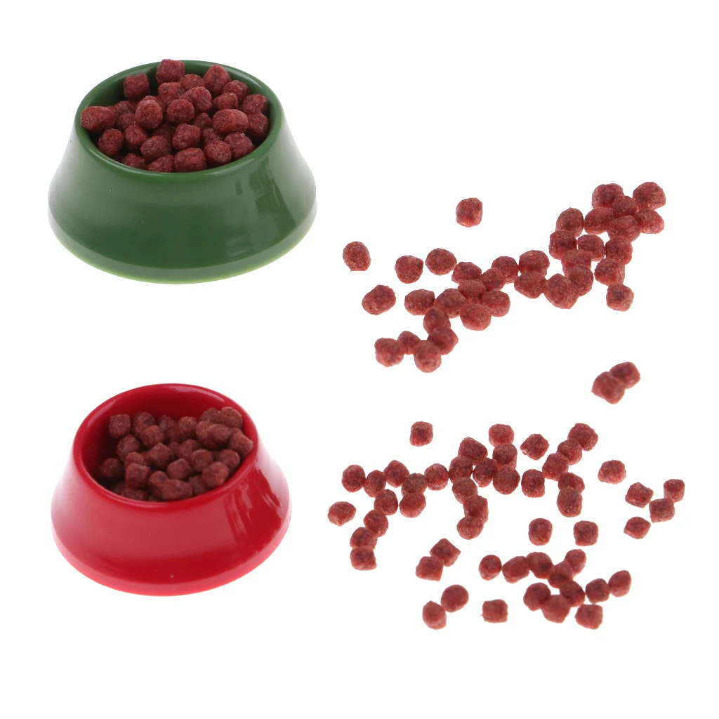 1/12 Dolls House Miniatures Puppy Pet Dog Food On a Bowl Kitchen Garden Accessory