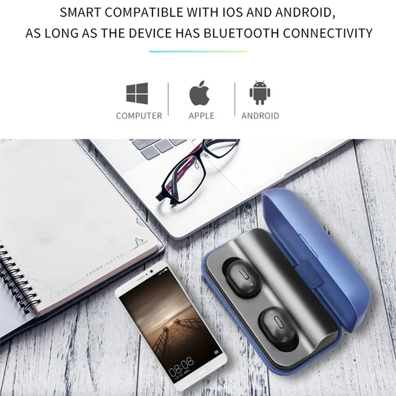 TWS T1 Pro Bluetooth Earphone Headset 5.0 Wireless Stereo Bass Hifi With Mic Earphones For All Phones 2600mAh Charging Box (4)
