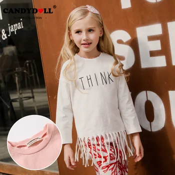CANDYDOLL Autumn new girls tassel letter T-shirt super soft cotton versatile knitted children's pullover
CANDYDOLL Autumn new girls tassel letter T-shirt super soft cotton versatile knitted children's pullover