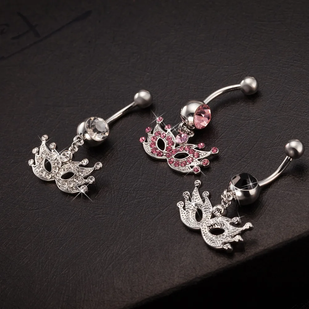 3 color The queen of the mask Belly Button Rings Trendy Navel Piercing Women White AAA Zircon Belly Piercing stainlees steel
3 color The queen of the mask Belly Button Rings Trendy Navel Piercing Women White AAA Zircon Belly Piercing stainlees steel