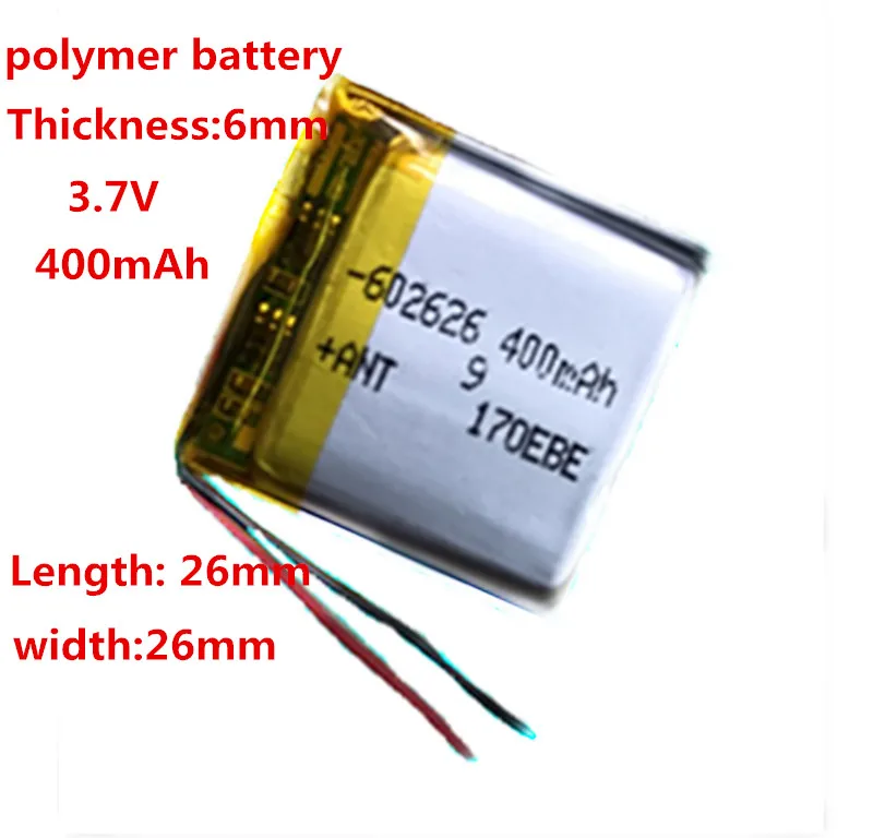 1pcs 3.7V 400mAH 602525 602626 PLIB polymer lithium ion / Li-ion battery for SMART WATCH GPS Free shiping
1pcs 3.7V 400mAH 602525 602626 PLIB polymer lithium ion / Li-ion battery for SMART WATCH GPS Free shiping