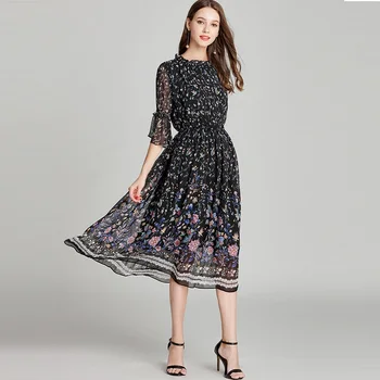 2018Fall Dress Women Long Chiffon Floral Dress Plus Size Flare Sleeve Elastic Waist Beautiful Elegant Dress Casual vestido L-5XL
2018Fall Dress Women Long Chiffon Floral Dress Plus Size Flare Sleeve Elastic Waist Beautiful Elegant Dress Casual vestido L-5XL