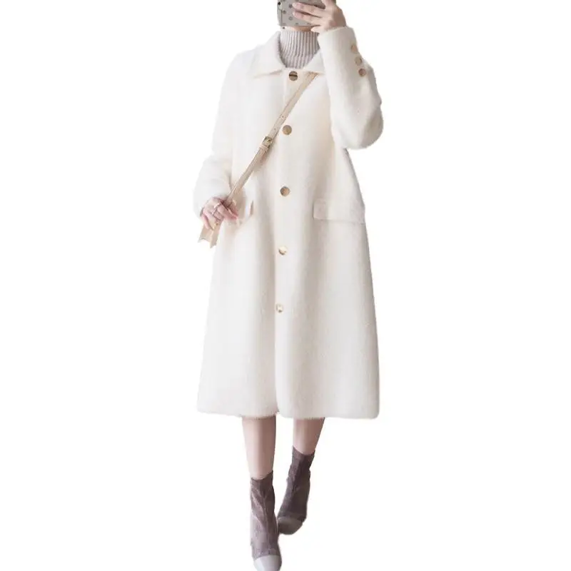 Women Spring Autumn Faux Mink Cashmere Knitted Sweater Overcoats Female Loose Casual Coats Elegant Solid Cardigans Outwear V702
Women Spring Autumn Faux Mink Cashmere Knitted Sweater Overcoats Female Loose Casual Coats Elegant Solid Cardigans Outwear V702