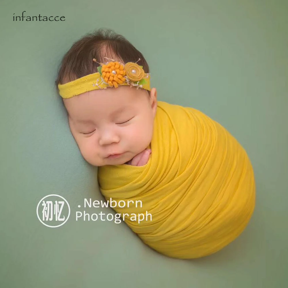 Newborn Photography Props wrap+headband cotton prop filler Baby Swaddle stroller blanket Baby Photo Props knit Wraps Hammock