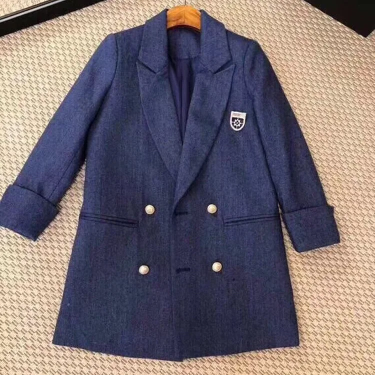 Spring Autumn Women Medium Long Herringbone Pattern Wool Blazers OL Double Breasted Pearls Blazer Female Coat Blue Grey Jc2909
Spring Autumn Women Medium Long Herringbone Pattern Wool Blazers OL Double Breasted Pearls Blazer Female Coat Blue Grey Jc2909