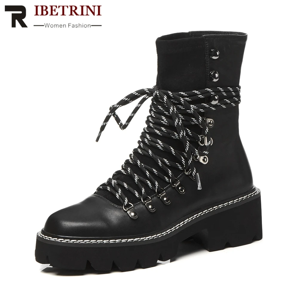 RIBETRINI 2019 New Patchwork Genuine Leather Booties Women 2019 Autumn Brand non-slip lace-up Ankle Boots Shoes Woman
RIBETRINI 2019 New Patchwork Genuine Leather Booties Women 2019 Autumn Brand non-slip lace-up Ankle Boots Shoes Woman