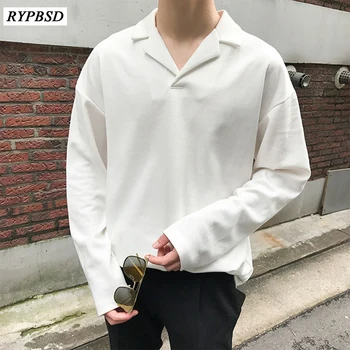 Autumn New Solid Color Black White Men Shirts Long Sleeve 2019 Korean Loose Vintage Casual V neck male camisa social masculina
Autumn New Solid Color Black White Men Shirts Long Sleeve 2019 Korean Loose Vintage Casual V neck male camisa social masculina