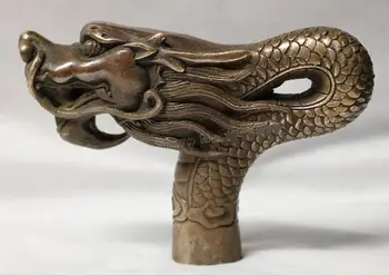 

bronze Pure Copper Old Qing Ming China Old Handwork Carving Bronze Dragon Statue Cane Head Walking Stick