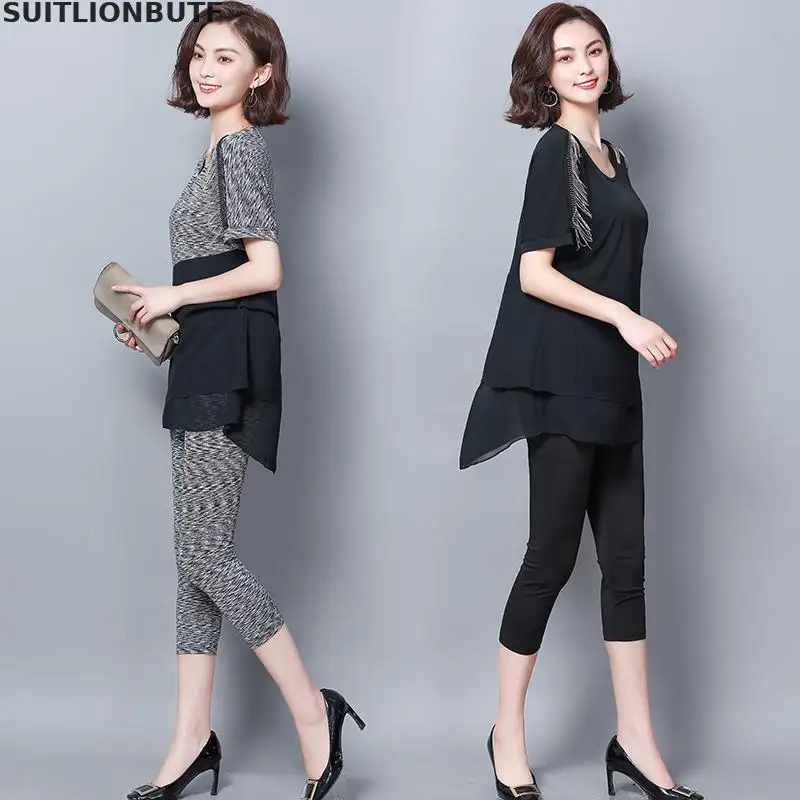 M-5xl Plus Size 2 Pieces Set Women Tassel Long Chiffon T-shirt Solid Elastic Waist Pants Perfect Quality Casual Two Piece Set
M-5xl Plus Size 2 Pieces Set Women Tassel Long Chiffon T-shirt Solid Elastic Waist Pants Perfect Quality Casual Two Piece Set