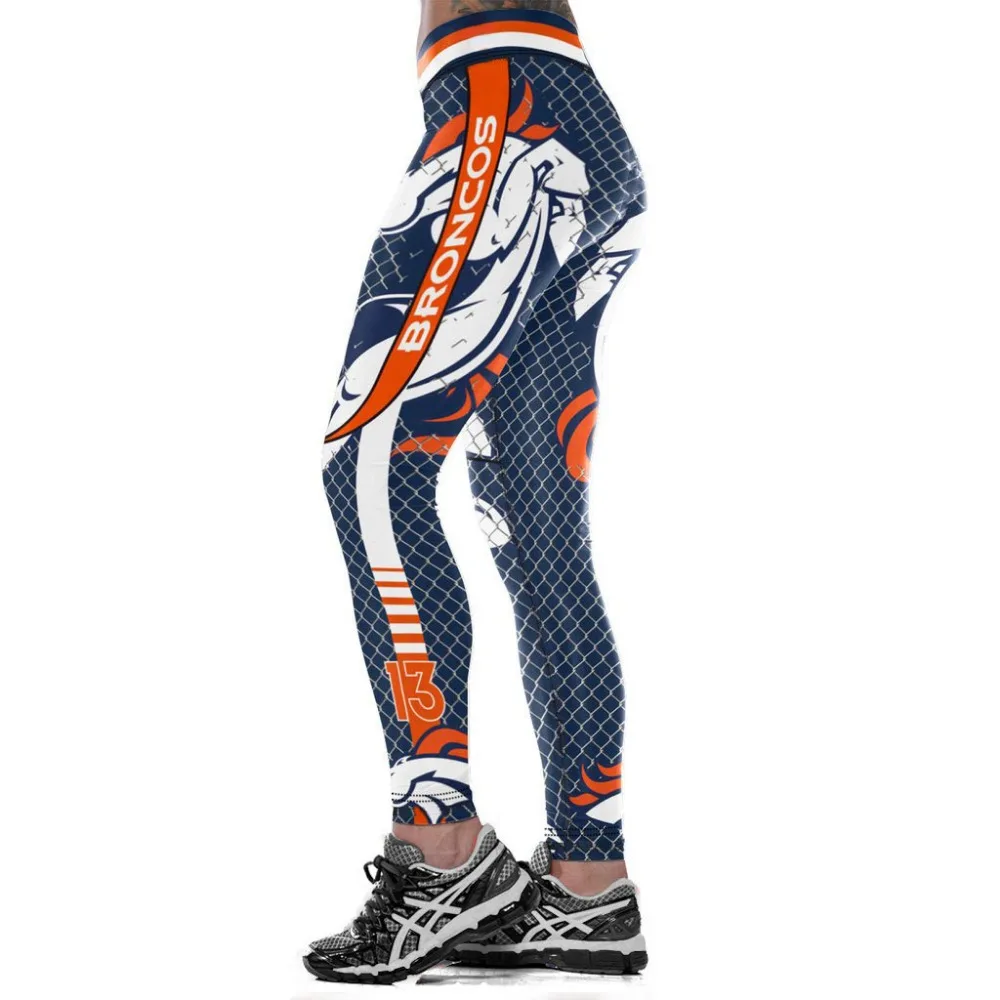 Denver B-Team Fitness Leggings Fiber Elastic Hiphop Party Cheerleader Rooter Workout Pants Logo Trousers Dropshipping | Женская одежда