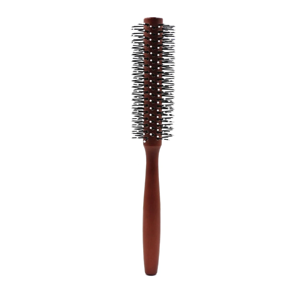 

Pro 1 Pcs Salon Hairdressing Round Brush Nylon Teeth Wood Handle Hair Curly Comb Hairstyling Tool Scalp Massage Brush Round Comb