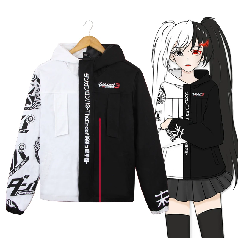 Аниме пальто Danganronpa костюм для косплея унисекс куртка на молнии с капюшоном