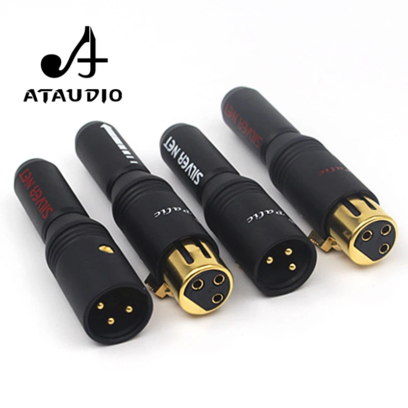 4 шт. позолоченный микрофон ATAUDIO 24 К Hi Fi разъем XLR высококачественный штекер для