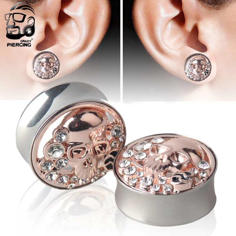 Rose Gold Skeleton Ear Gauge Plug Body Piercing Jewelry 316L Surgical Steel Ear Tunnel Double Flares Ear Expander Stretcher
Rose Gold Skeleton Ear Gauge Plug Body Piercing Jewelry 316L Surgical Steel Ear Tunnel Double Flares Ear Expander Stretcher